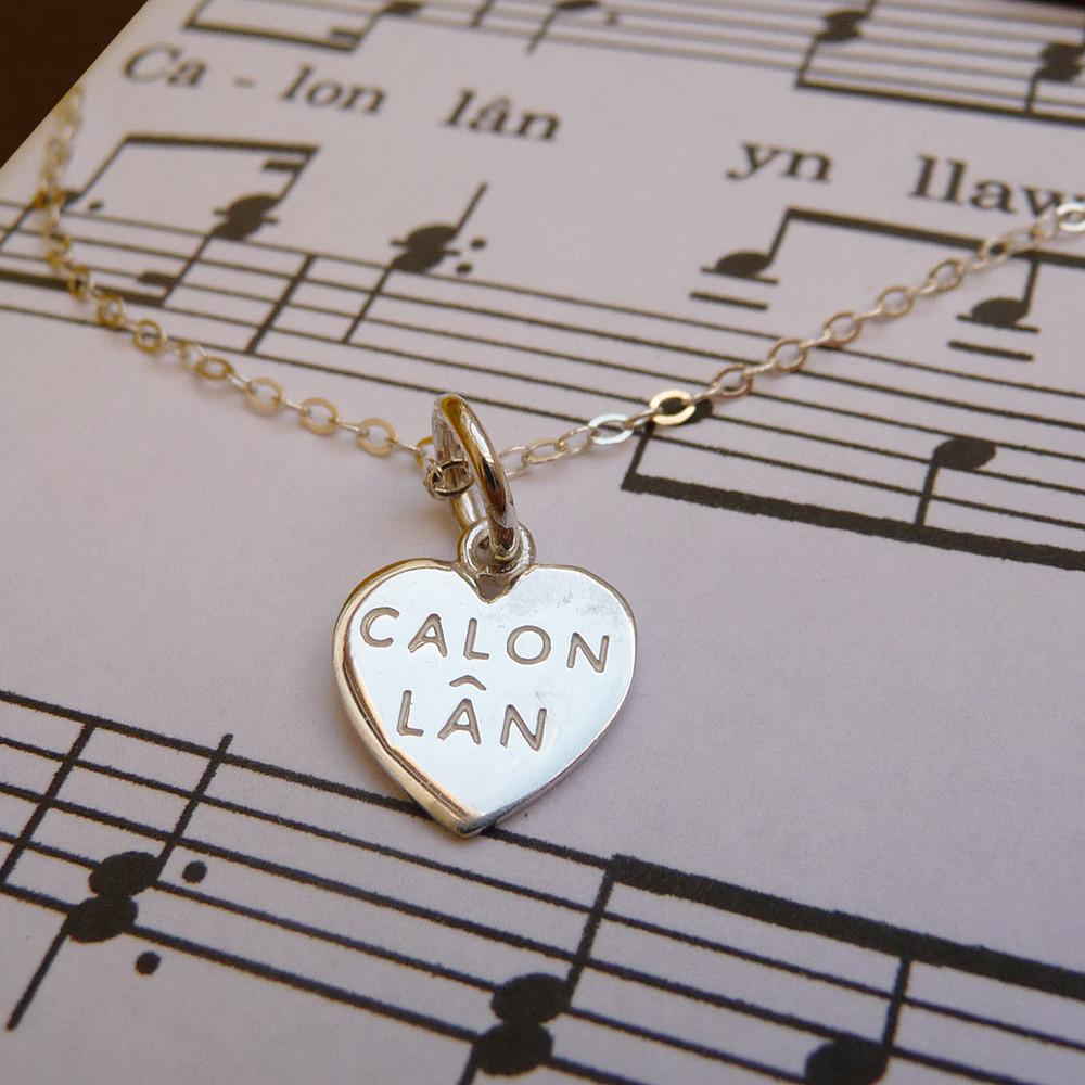 Calon Lan Heart Charm Pendant Sterling Silver or Gold Plated