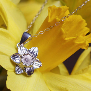 Cymraeg Welsh Daffodil Sterling Silver Pendant