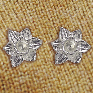 Cymraeg Welsh Daffodil Sterling Silver Earrings