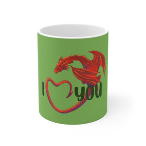 Welsh Dragon I Love You Mug 11oz Green