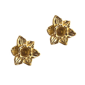 Cymraeg Welsh Daffodil gold plated Earrings