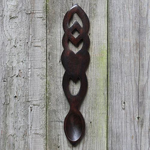 Dark Handmade Wooden Welsh Love Spoon