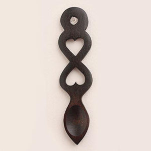Dark Handmade Wooden Welsh Love Spoon