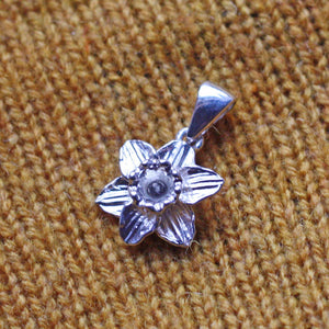 Cymraeg Welsh Daffodil Sterling Silver Pendant